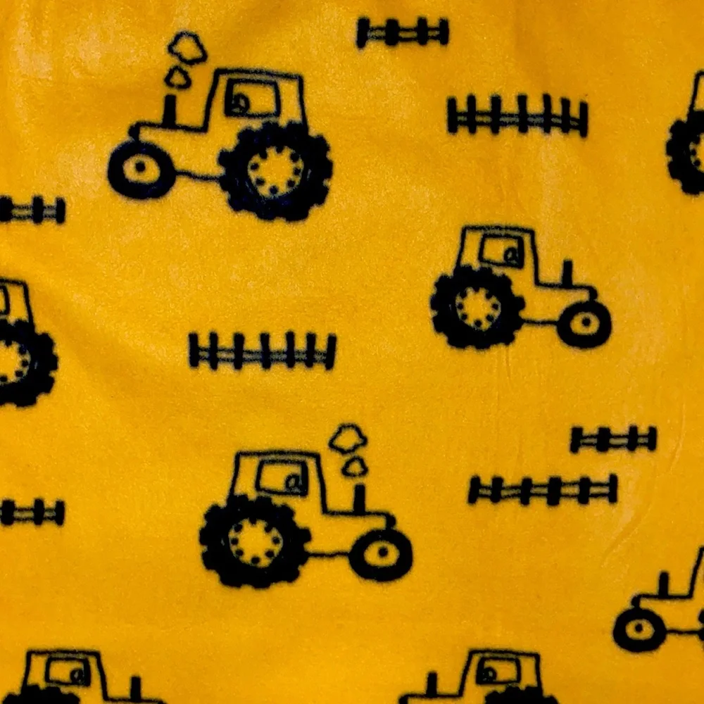 Yellow/Black Tractor Double Tie Fleece Toddler Blanket